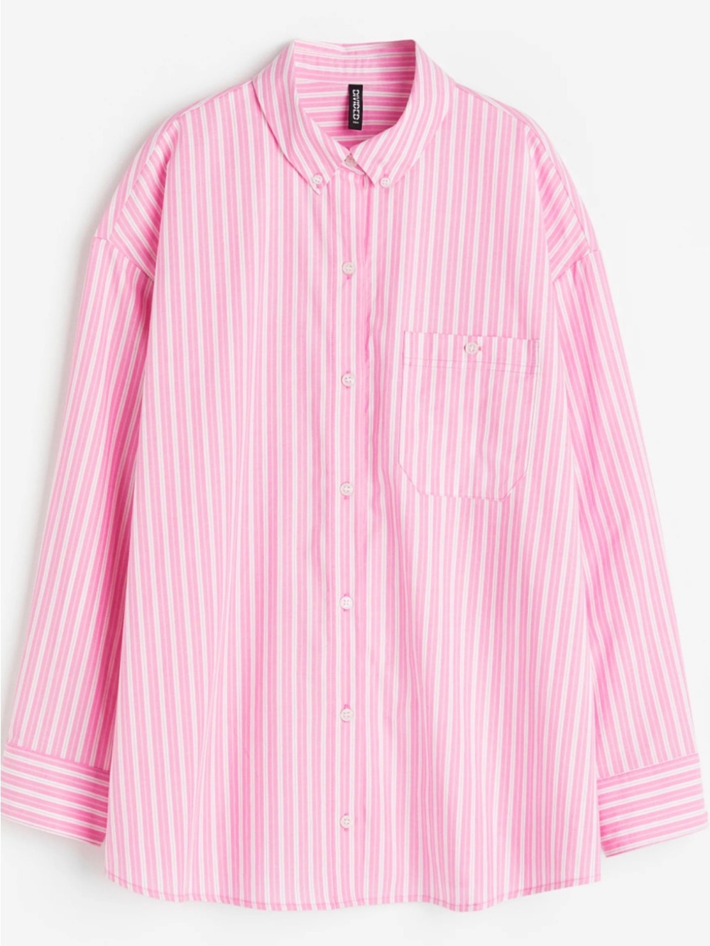 H&M Pink and White Striped Button-Down Shirt XL